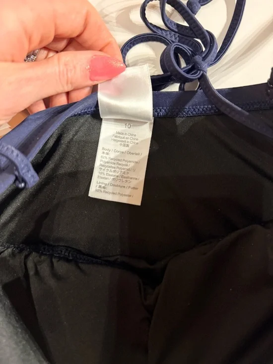 J. Crew Navy Ruched Tie-Shoulder One-Piece Swimsuit - Picture 8 of 10